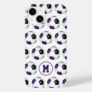 紫色の黒いサッカーボールのモノグラムの模様 Case-Mate iPhone 14ケース