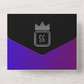 紫色の黒いシックな宝石トーン結婚ズ オールインワン招待状 (裏面)