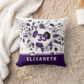 紫色の黒いスポーツルームガールズサッカーボール クッション (ブランケット)