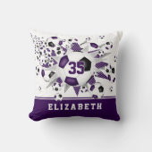 紫色の黒いスポーツルームガールズサッカーボール クッション (正面)