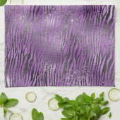 紫色の黒いゼブラ印刷 キッチンタオル (折り畳み)