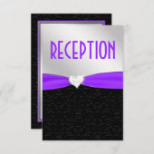 紫色の黒いダマスク織のダイヤモンドの披露宴カード エンクロージャーカード (正面/裏面)