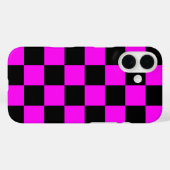 紫色の黒いチェッ市松模様にクパターン Case-Mate iPhoneケース (裏面 (横))