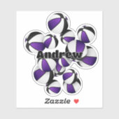 紫色の黒いチームの色のバスケットの選手の名前 シール (シート)