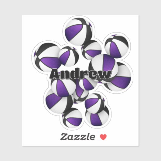 紫色の黒いチームの色のバスケットの選手の名前 シール (シート)