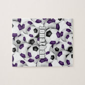 紫色の黒いチームカラーの女の子サッカー ジグソーパズル (横)