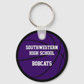 紫色の黒いチームカラーの男の子バスケットボール キーホルダー (裏面)