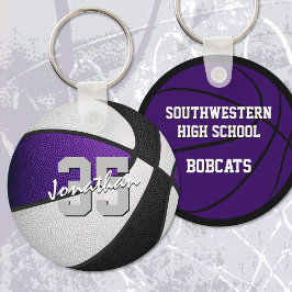 紫色の黒いチームカラーの男の子バスケットボール キーホルダー