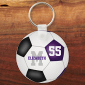 紫色の黒いチームカラーガールズボーズスポーツ キーホルダー (正面)