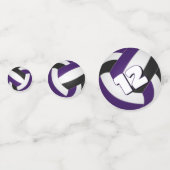 紫色の黒いチームカラーキッズバレーボールパーティー コンフェッティ (正面)