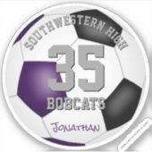 紫色の黒いチームカラーサッカーパーティーの好意 シール (正面)