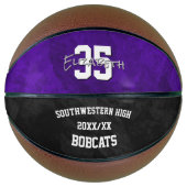 紫色の黒いチーム名の最後の季節のキープサク バスケットボール (正面)