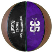 紫色の黒いチーム名の最後の季節のキープサク バスケットボール (縦)