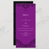 紫色の黒いハート渦巻き結婚ゴシック メニュー (正面/裏面)