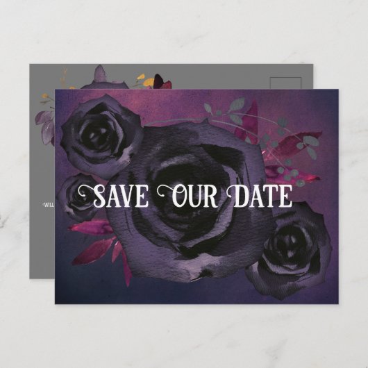 紫色の黒いバラ救写真私たちの日付 ポストカード (正面/裏面)