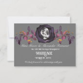 紫色の黒いバラ救写真私たちの日付 招待状 (裏面)