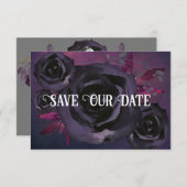 紫色の黒いバラ救写真私たちの日付 招待状 (正面/裏面)
