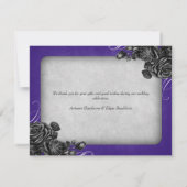 紫色の黒いバラ結婚ズ サンキューカード (裏面)