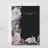 紫色の黒いバラ蝶シックなエレガントな結婚式 招待状 (裏面)