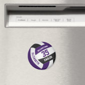 紫色の黒いバレーボールのチームカラーの女の子 マグネット (インサイチュ (食洗機))