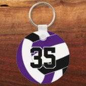 紫色の黒いバレーボールのチームカラー キーホルダー (正面)