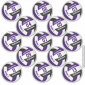 紫色の黒いバレーボールチームのカラープレーヤー名 シール (正面)