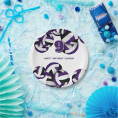 紫色の黒いバレーボール子供の誕生日パーティー ペーパープレート (パーティー)