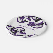 紫色の黒いバレーボール子供の誕生日パーティー ペーパープレート (アングル)