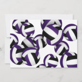 紫色の黒いバレーボール少年少女の誕生日パーティー 招待状 (裏面)