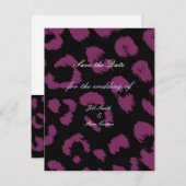 紫色の黒いヒョウのパターン日付を保存 セーブザデート (正面/裏面)