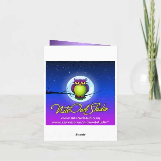 紫色の黒いフローラ結合ハートサンキューカード サンキューカード (裏面)