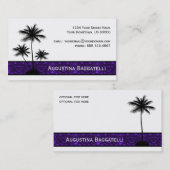 紫色の黒いヤシの木のシルエット 名刺 (正面/裏面)