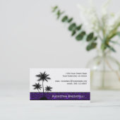 紫色の黒いヤシの木のシルエット 名刺 (スタンド正面)