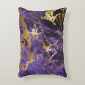 紫色の黒い大理石のフェイクな金ゴールドのグリッターパターン アクセントクッション (正面(垂直))