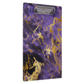紫色の黒い大理石のフェイクな金ゴールドのグリッターパターン クリップボード (右)
