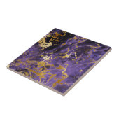 紫色の黒い大理石のフェイクな金ゴールドのグリッターパターン タイル (側面)