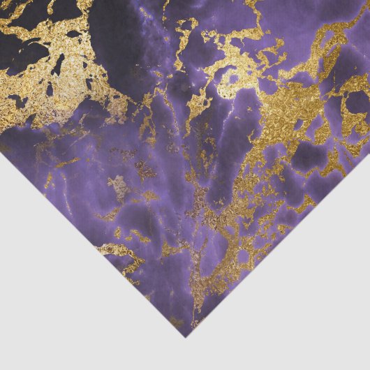 紫色の黒い大理石のフェイクな金ゴールドのグリッターパターン 薄葉紙 (詳細)