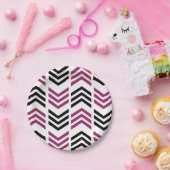 紫色の黒い山形の幾何学的パーティー ペーパープレート (パーティー)