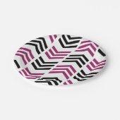 紫色の黒い山形の幾何学的パーティー ペーパープレート (アングル)