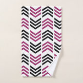 紫色の黒い山形の幾何学的 バスタオルセット (ハンドタオル)