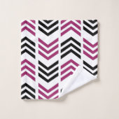 紫色の黒い山形の幾何学的 バスタオルセット (ウォッシュタオル)