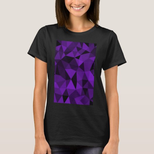 紫色の黒い幾何学メッシュ模様 Tシャツ (正面)