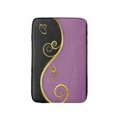 紫色の黒い渦巻きイニシャル バスマット (正面縦)