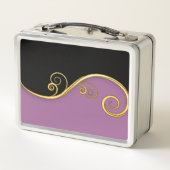 紫色の黒い渦巻き旋回(イニシャル付き、またはなしで) メタルランチボックス (裏面)