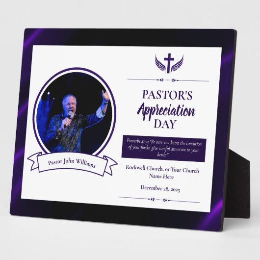 紫色の黒い牧師の感謝の教会のテーブルトップ フォトプラーク (側面)