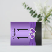 紫色の黒い結合ハートテーブル番号ポストカード ポストカード (スタンド正面)