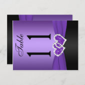 紫色の黒い結合ハートテーブル番号ポストカード ポストカード (正面/裏面)