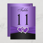 紫色の黒い結合ハートテーブル番号ポストカード ポストカード (正面/裏面)