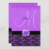 紫色の黒い結婚式メニューテンプレート メニュー (正面/裏面)