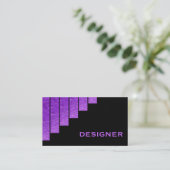 紫色の黒い縦型のストライプデザイナー 名刺 (スタンド正面)